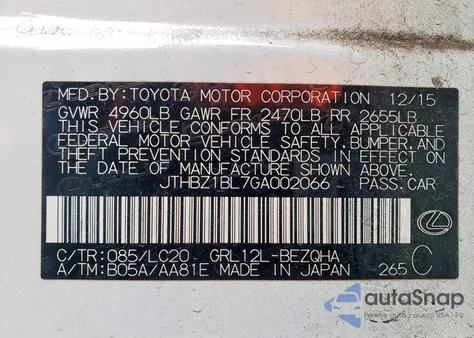 2016 Lexus Gs 350 Base z USA, uszkodzony, nr VIN JTHBZ1BL7GA002066